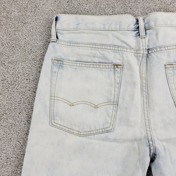 American Eagle Womens Shorts 31" Blue Denim Acid Wash Distressed Cut Off Bermuda - Picture 7 of 13